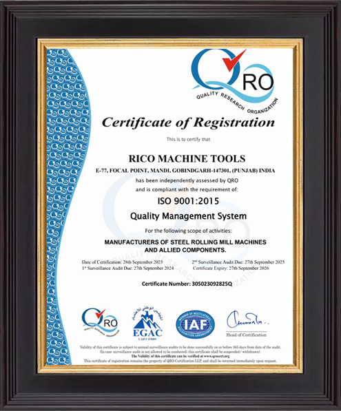 ISO 9001 : 2008 | Rico Rolling Machine